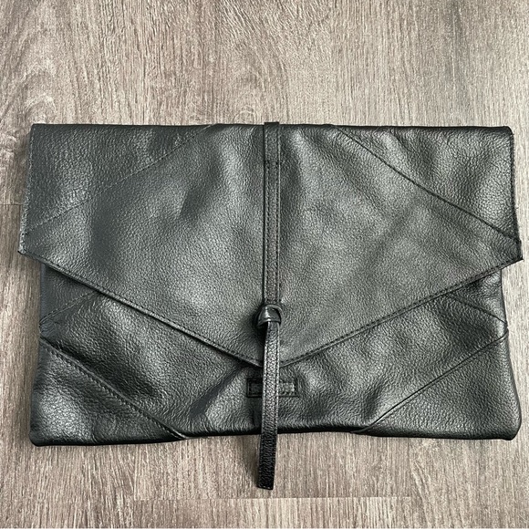 MNG Black Bovine Leather Clutch Handbag - Picture 1 of 9